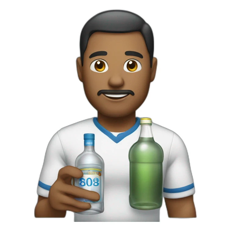 A man with bottle of vodka sticker