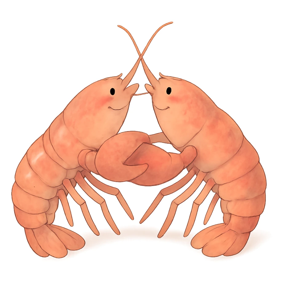 ghibli style lobsters in love, soft colors, romantic mood sticker