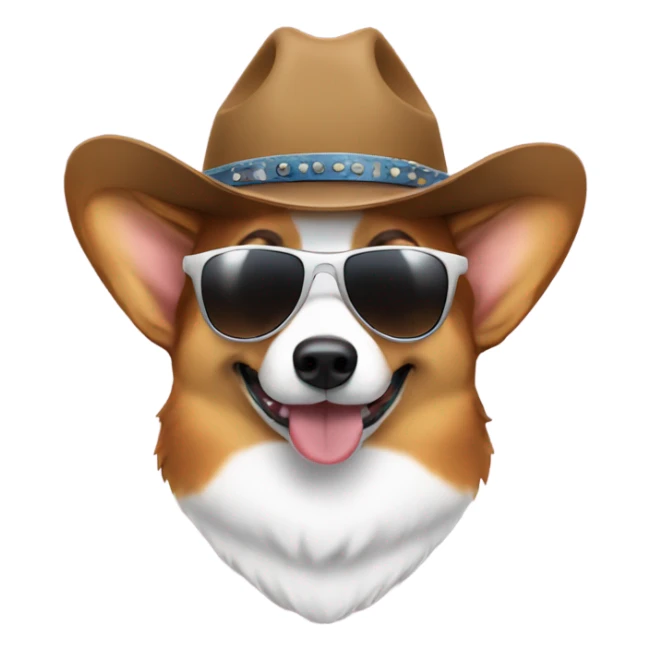 corgi wearing sunglasses and a cowboy hat  sticker