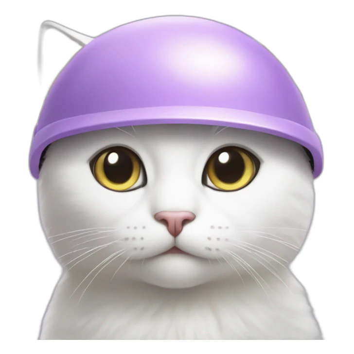 White cat in Lilac helmet sticker