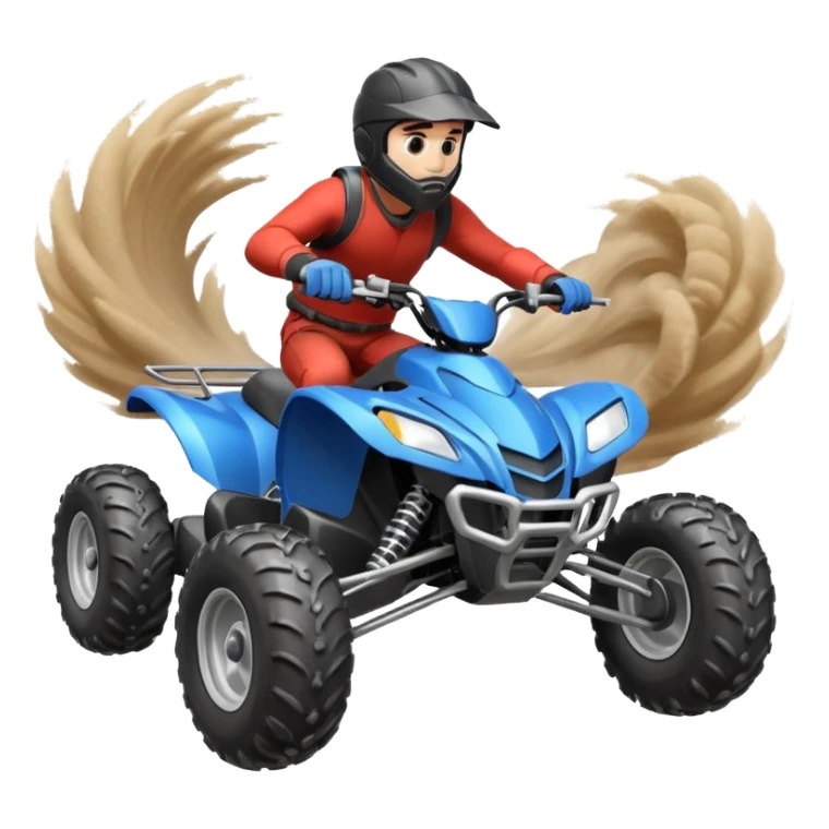 man riding an ATV, dynamic action pose, off-road vehicle, dust trail, 3D cartoon, mobile game icon style, clean background, no text, no watermark

 sticker