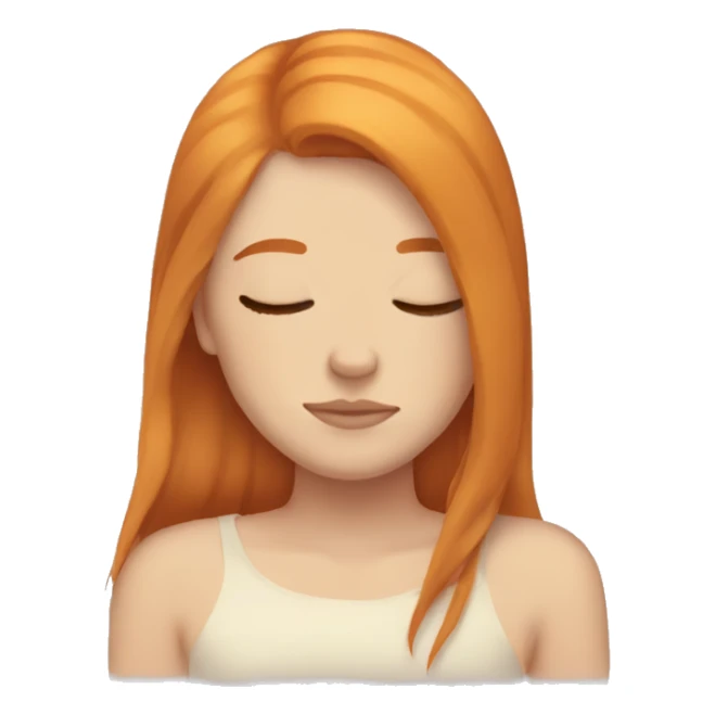Aesthetic Ginger girl straight thick hair sleeping sticker