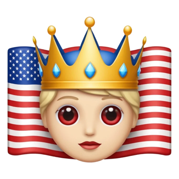 an American flag with a crown on it, bold and eye-catching sticker