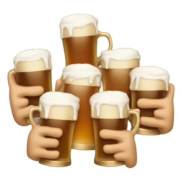 Apple emoji hands holding beer mugs making a toast sticker