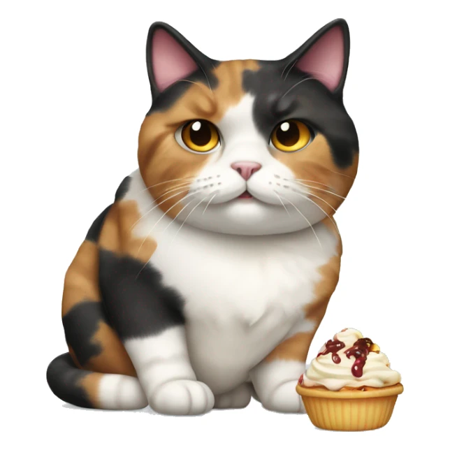 Realistic Fat calico cat with sundae sticker