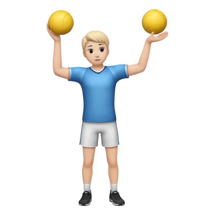 3D emoji style person throwing Ball, arm extended, centered, Full body, soft shadow, white background. sticker