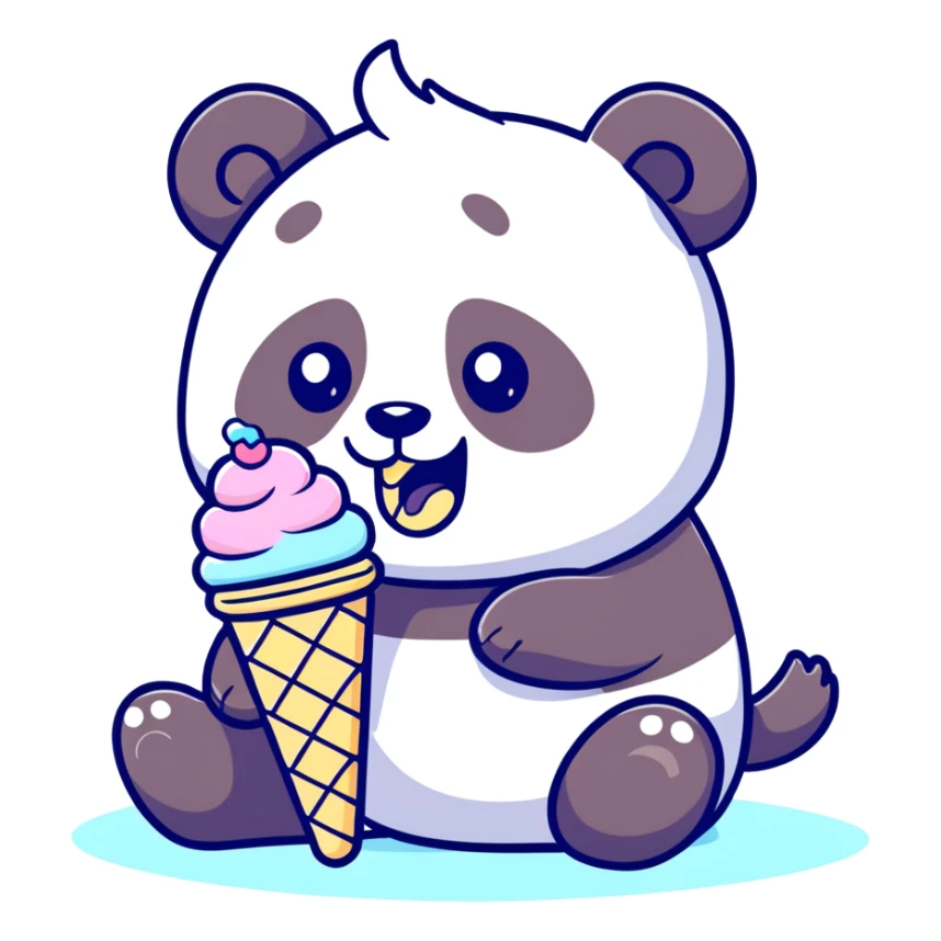 Panda eating ice cream sticker