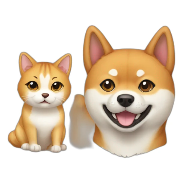shiba inu and cat sticker