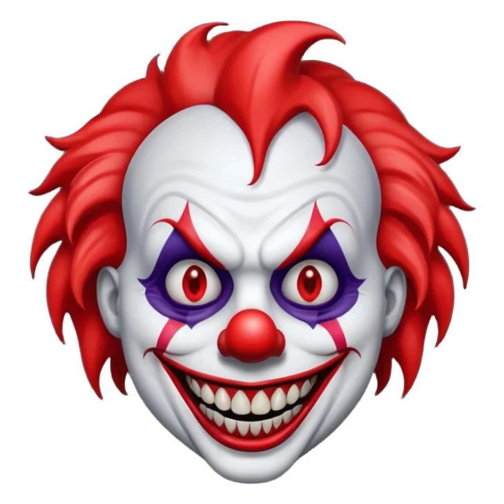 sinister clown with jagged teeth and dark aura sticker