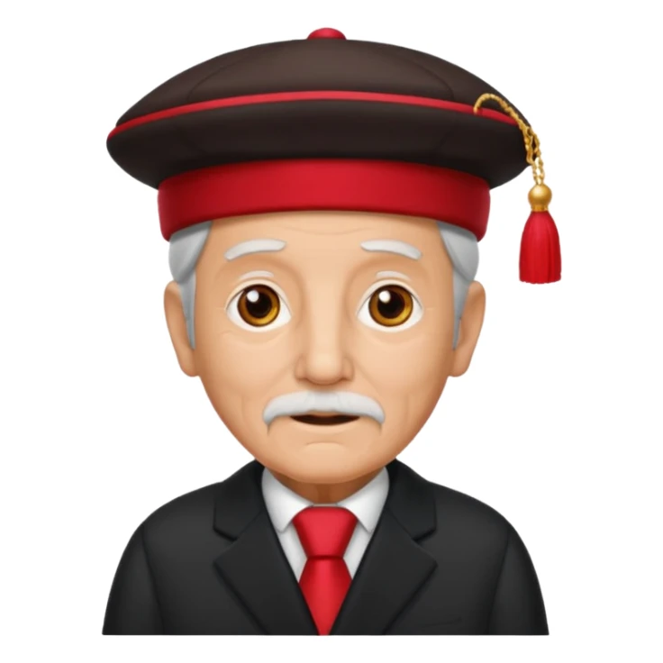 black suited old man with red fes hat sticker