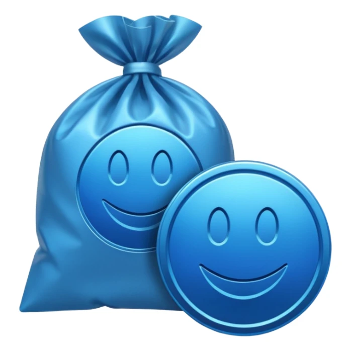 blue coins credit in a package sticker