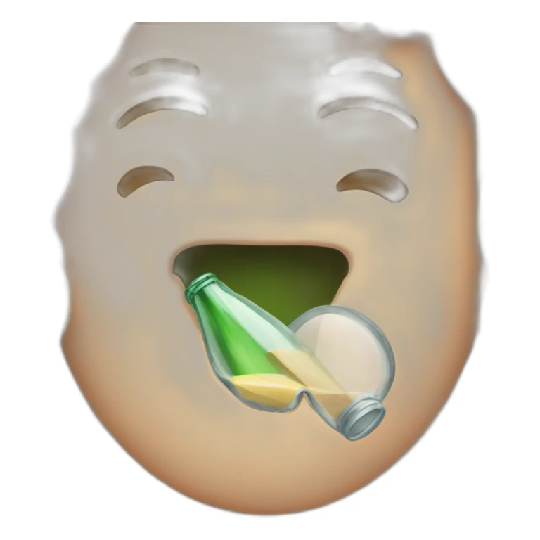 I want someone putting a glass fully in his mouth with the lips around the glass sticker