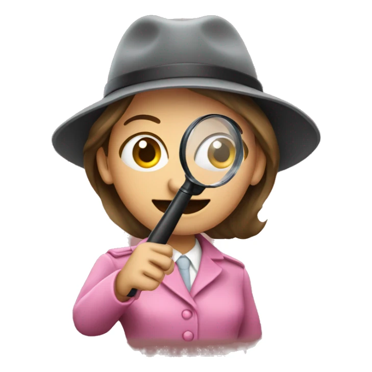  female detective wearing pink holding magnifying glass sticker