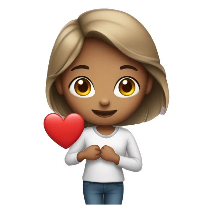 A girl emoji holding a heart sticker