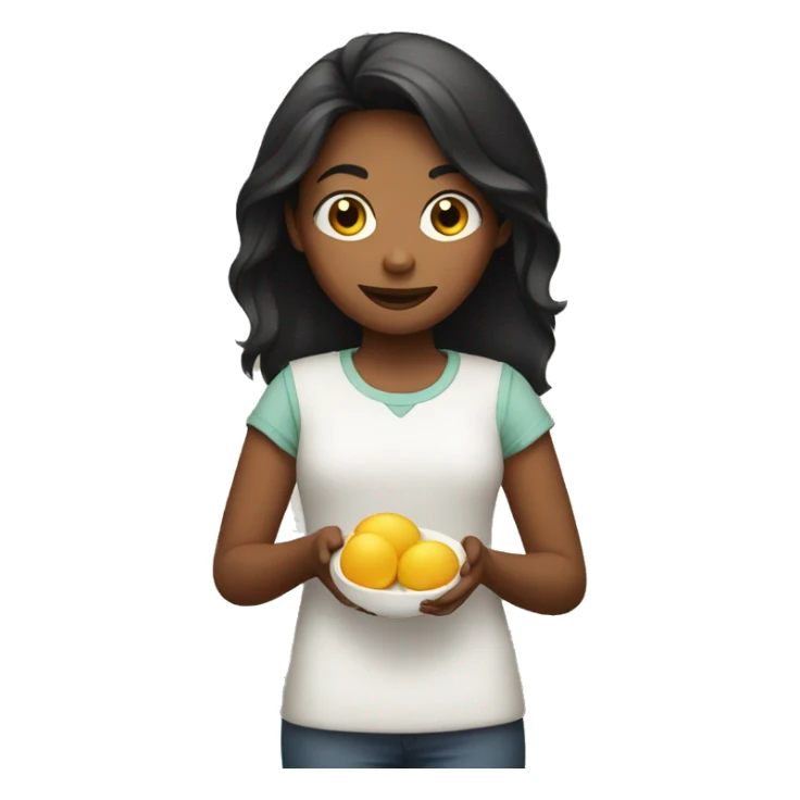 Girl holding a knife holding eggs sticker