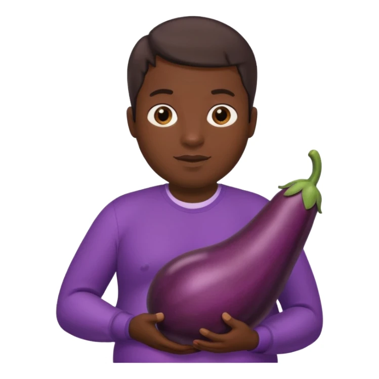 a pregnant man with eggplant sticker