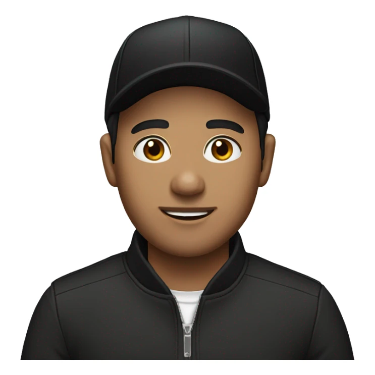 person with dark brown hair and black cap sticker