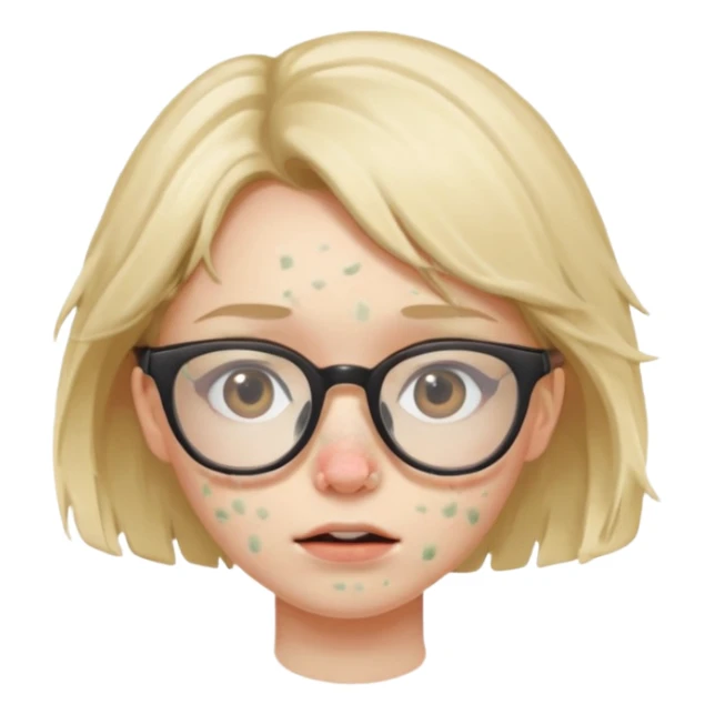 messy girl with pimples on face and glasses sticker