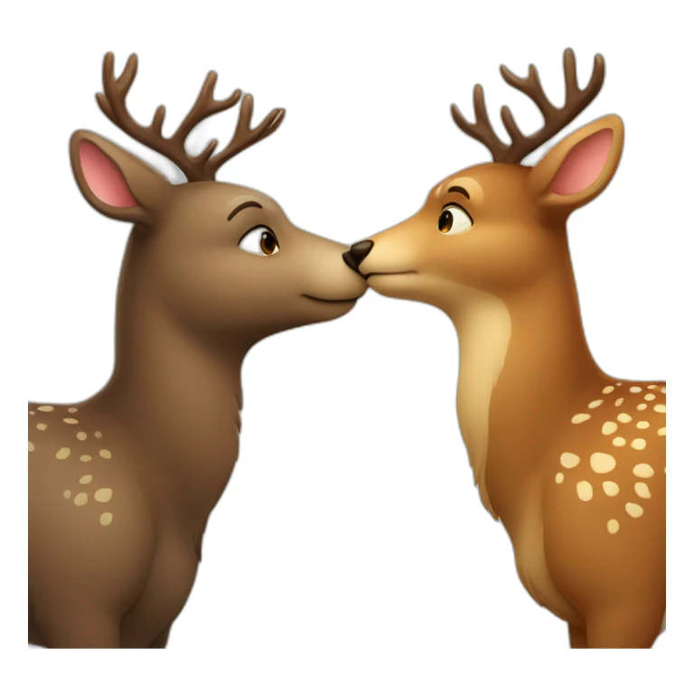 a bear and a deer kissing sticker
