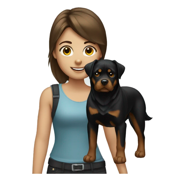 Girl with brown hair and Rottweiler sticker