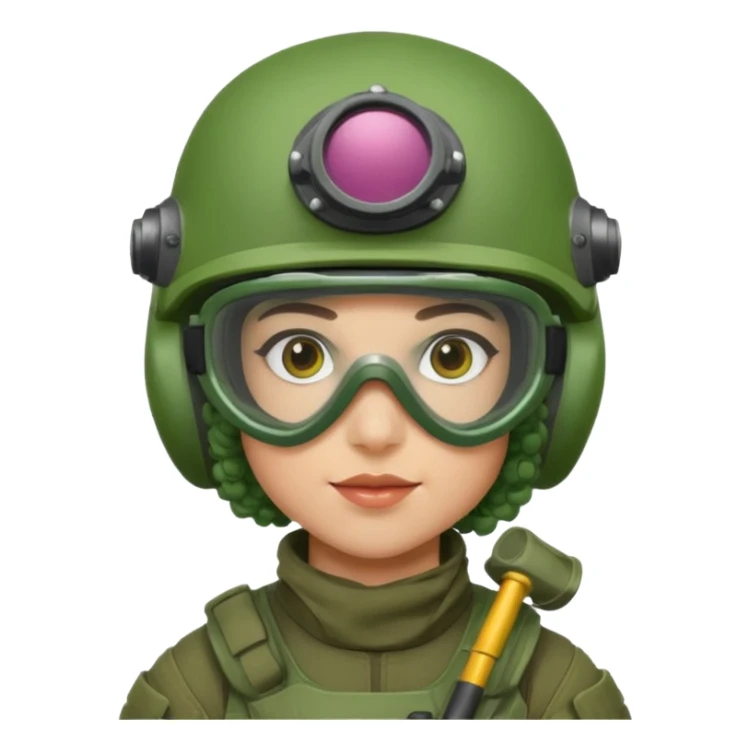 green curly haired painitball player with bi  sticker