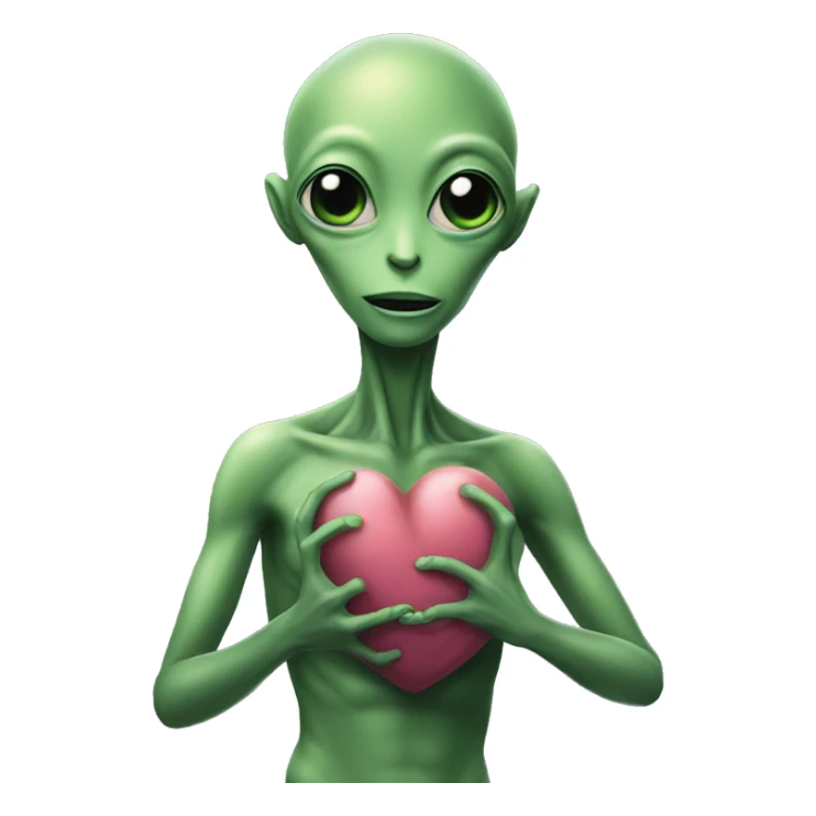 Alien puts her right hand on her heart sticker