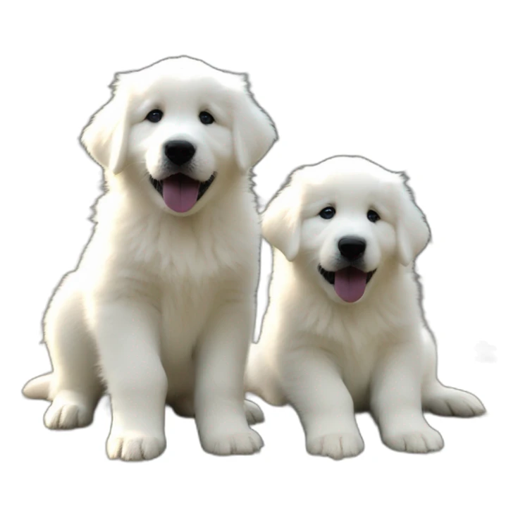 Two Great Pyrenees puppy brothers playing sticker