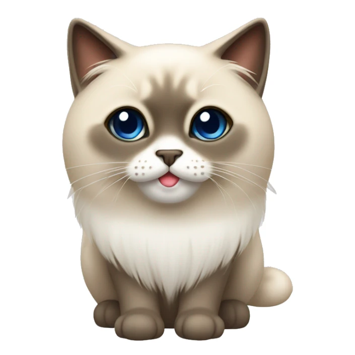 A fluffy Siamese cat with tassels on its ears and white paws, with a white spot on its lower lip sticker