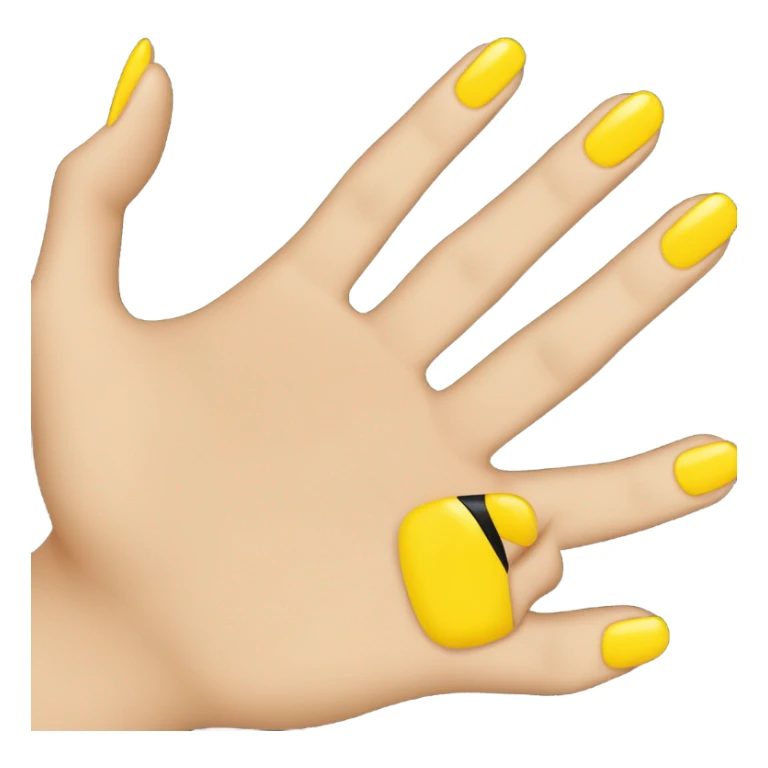 Hand with nails painted yellow but middle nail painted black  sticker