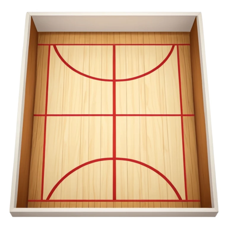 2d squash court with white wall and wood floor, top-down view sticker