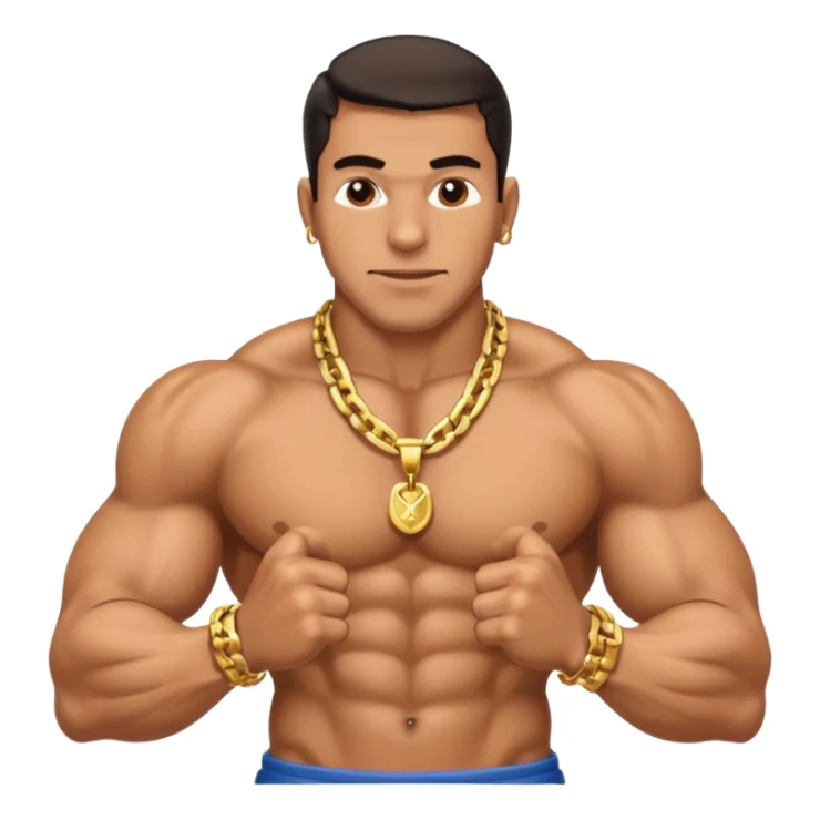 smug muscular shirtless colombian flexing with gold chain sticker