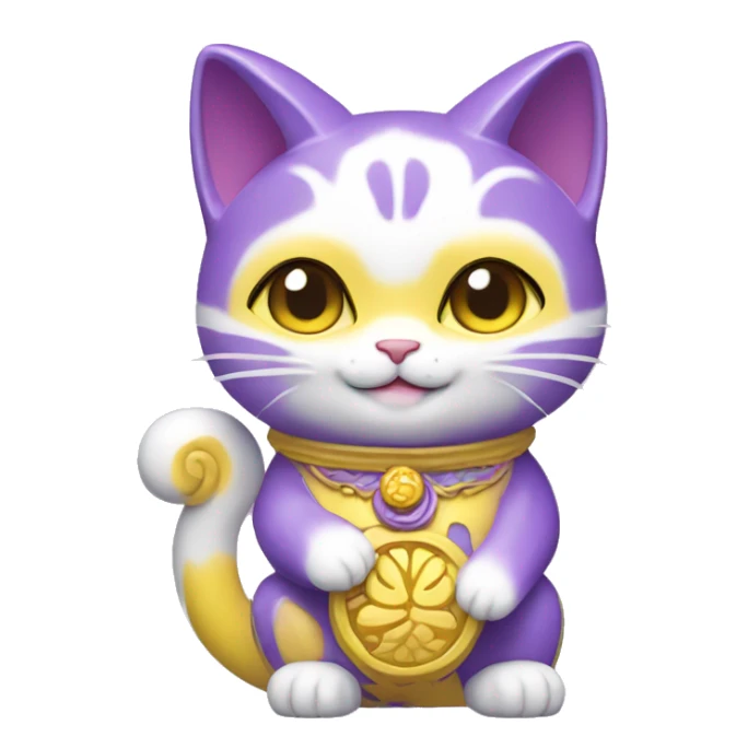 Cute violet and yellow maneki neko, style disney sticker