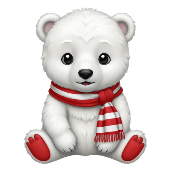baby polar bear with red stripes scarf  sticker