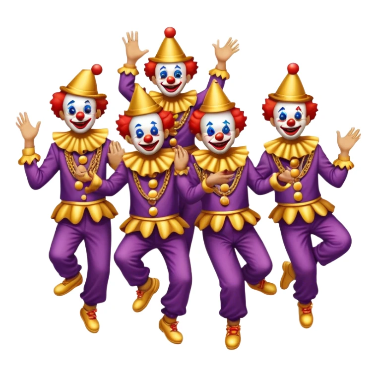 clowns with golden chain on the neck dancing. full height  sticker