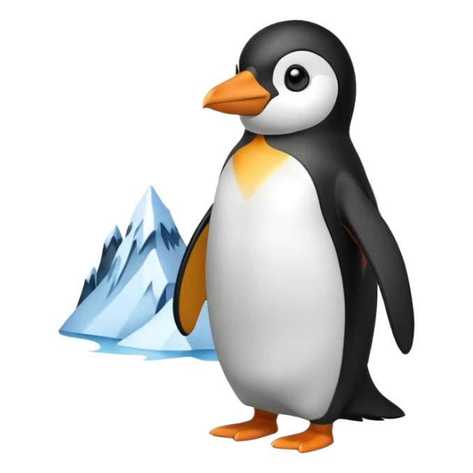 penguin in front of ice mountains sticker