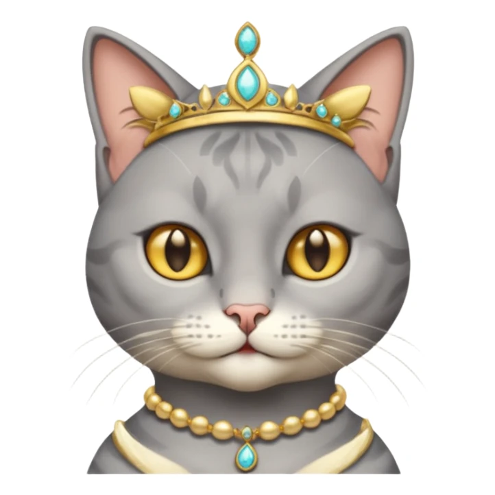 gray cat with gold jewerly on head, half body sticker