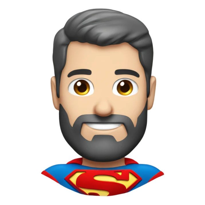 caucasian smiling Superman standing strong with beard and red eyemask sticker
