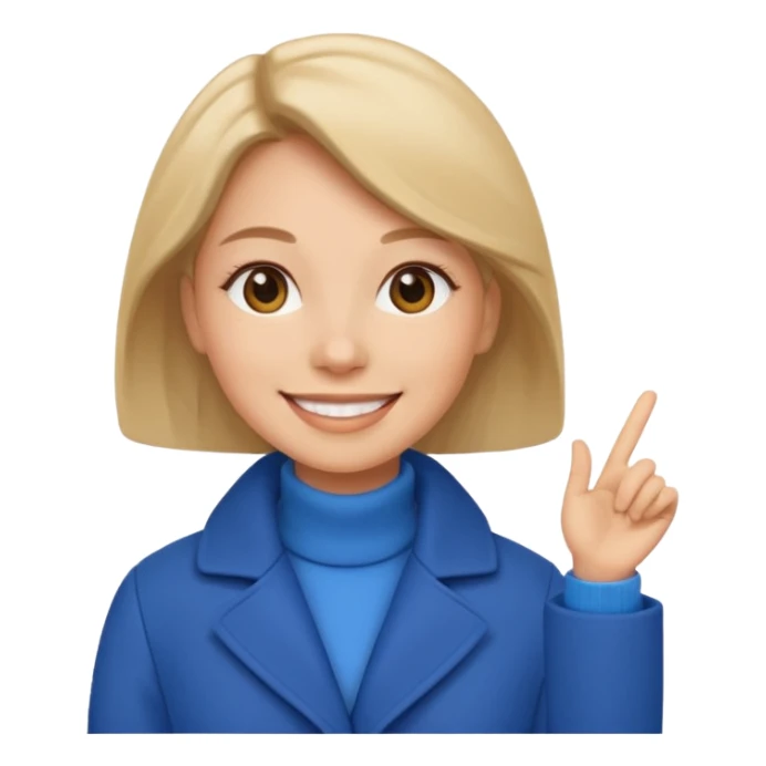 woman in blue coat, sticker