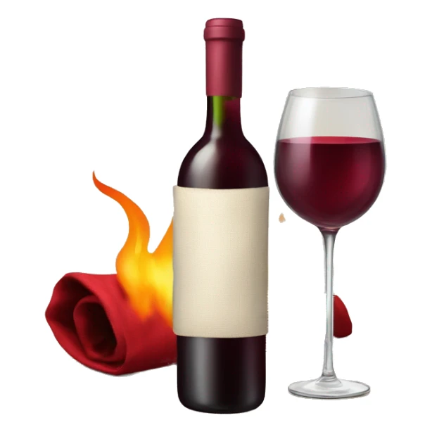 Bottle of wine with flaming cloth sticker