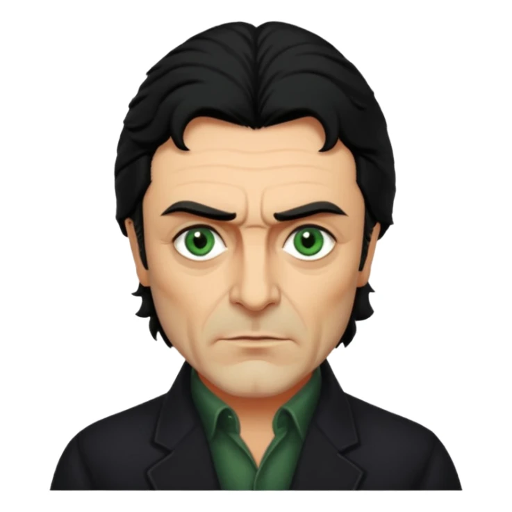 Ian McShane with green eyes, black hair sticker