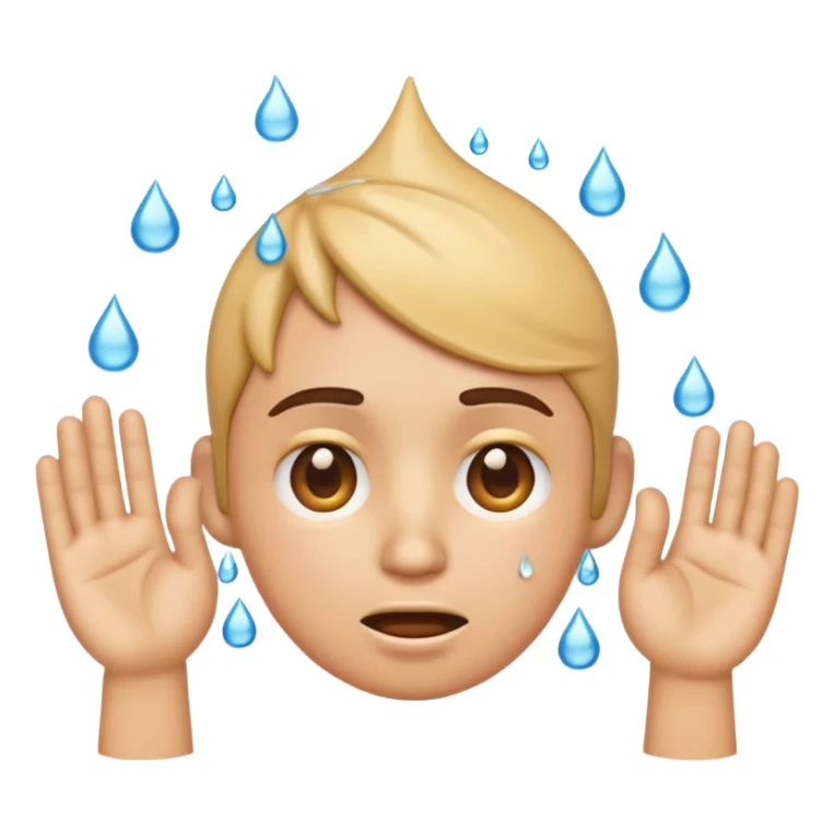Emoji winding head with hand and sweat droplets on head sticker