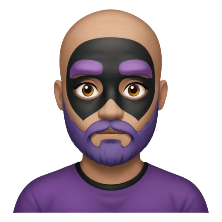 bald purple bearded man with black face tattoo sticker