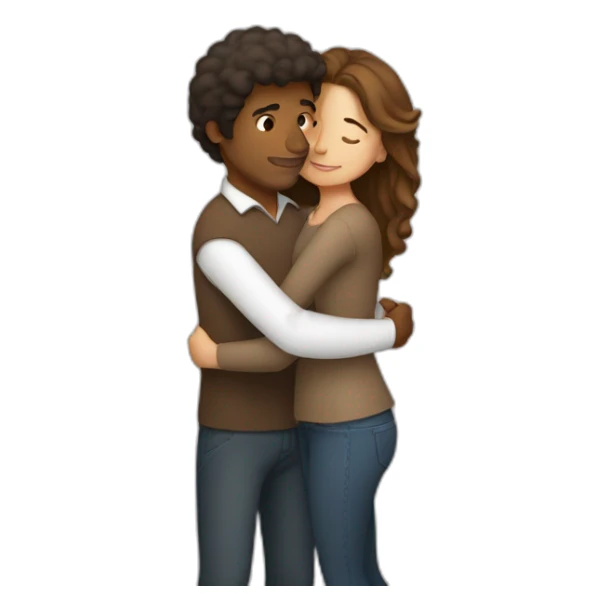 Brown man and white brown hair woman hugging sticker