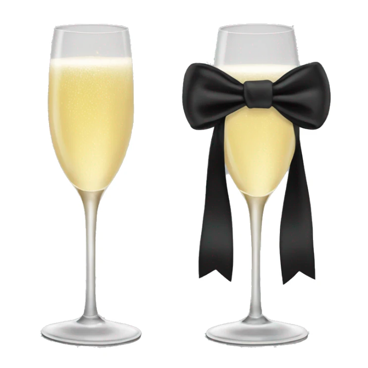 Champagne glass wih blak bow sticker
