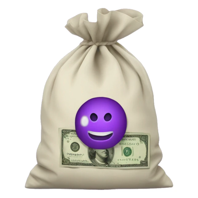 purple money in a bag sticker
