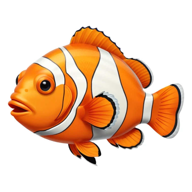 An orange and white striped clown fish with black outlines sticker