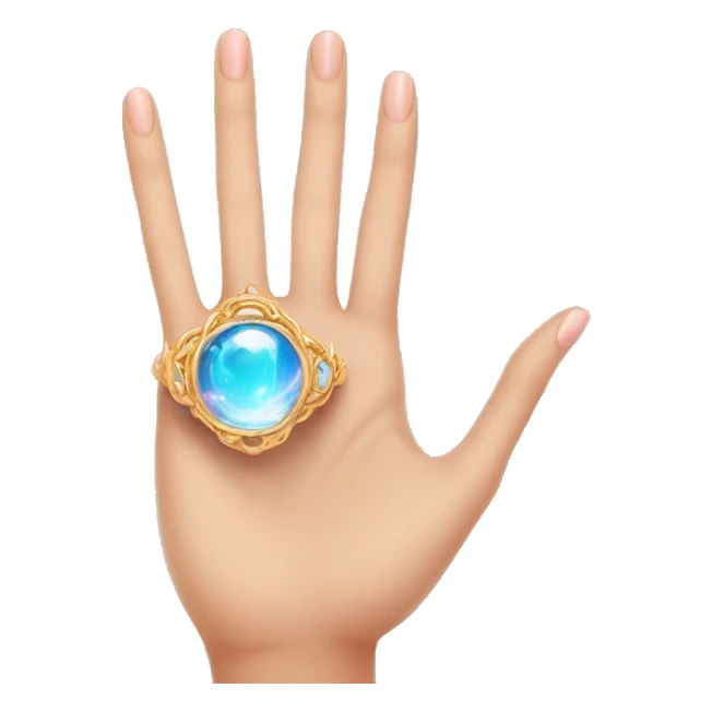 woman's hand with a magical ring in the wing finguer sticker