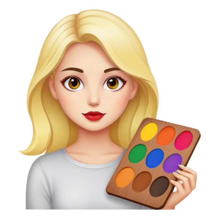 designer girl with a palette colours or a computer in design program or a pen sticker