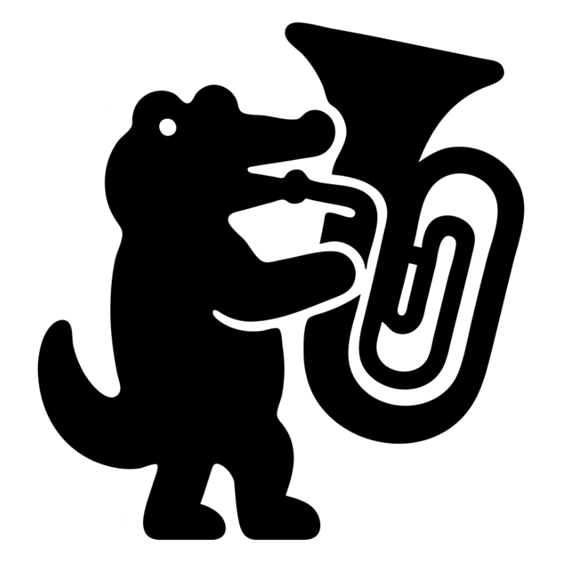 Crocodile playing a bombardino brass instrument sticker