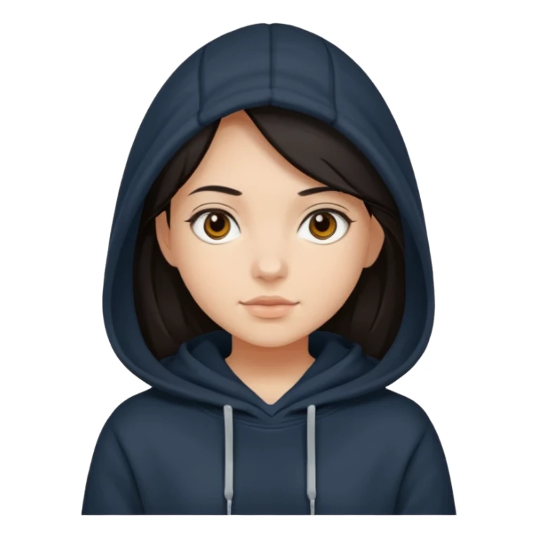 girl with a hood on with dark hair sticker